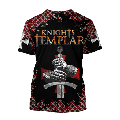 Knight templar 3D all over printed shirt and short for men and women