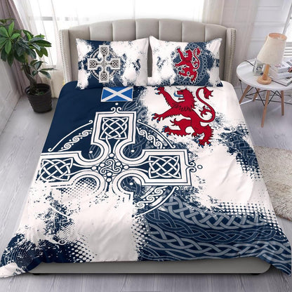 Scotland Celtic Cross Blue white Bedding Set