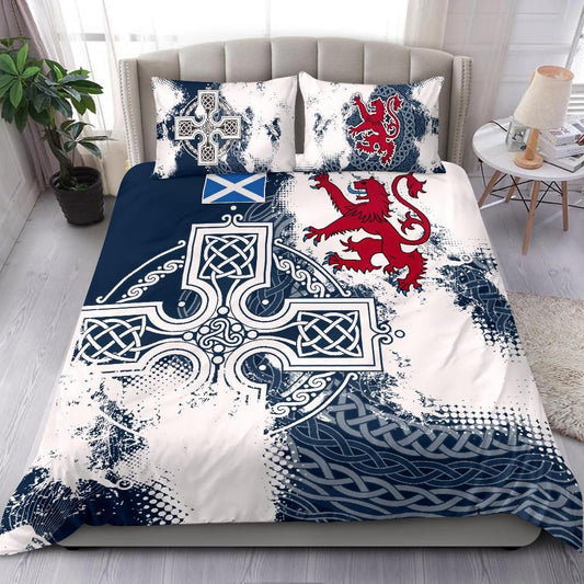 Scotland Celtic Cross Blue white Bedding Set
