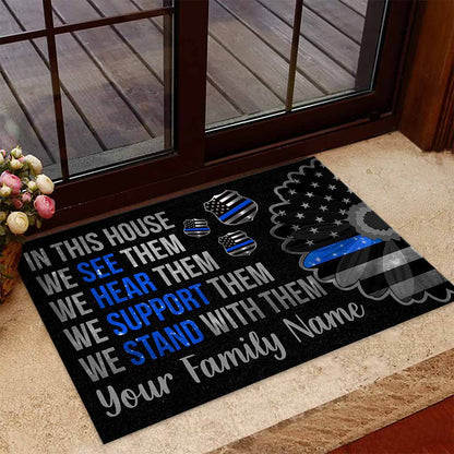 Custom name In This House - Police Personalized Door Mat
