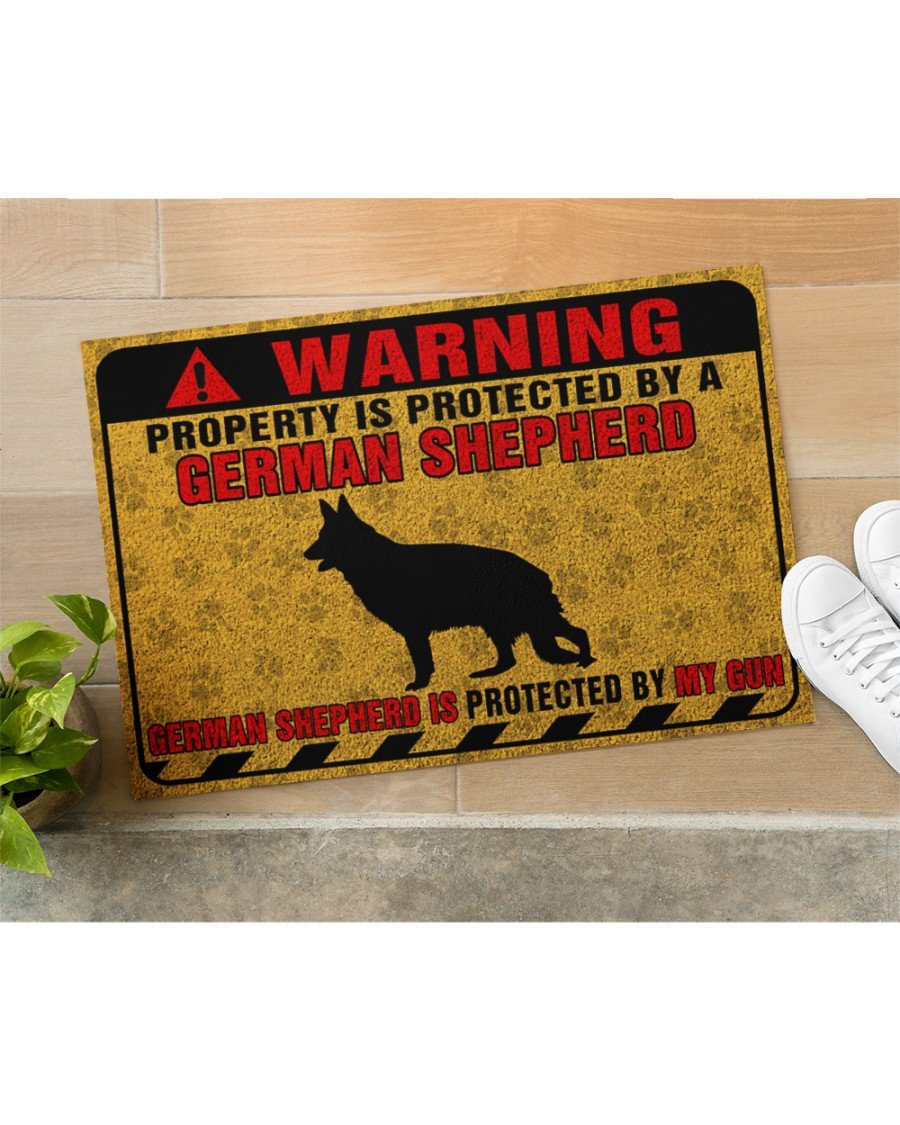 German Shepherd Property is protected Door Mat