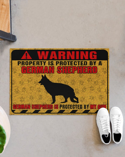 German Shepherd Property is protected Door Mat