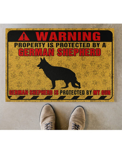 German Shepherd Property is protected Door Mat