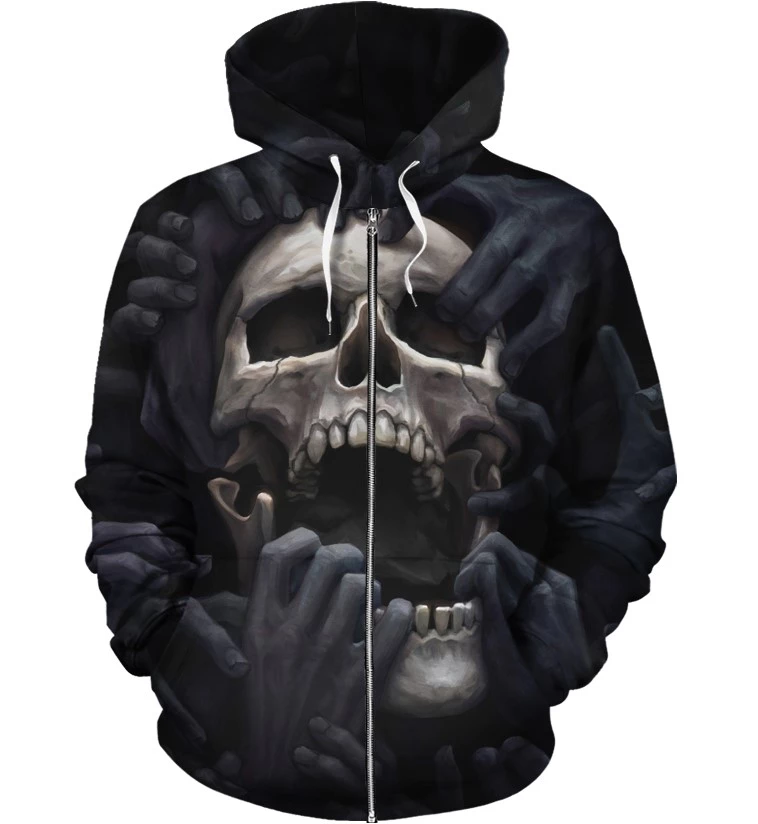 SKULL 3D ZIP AND NORMAL HOODIE - NIGHTMARES PL301-Apparel-PL8386-Hoodie-S-Vibe Cosy™