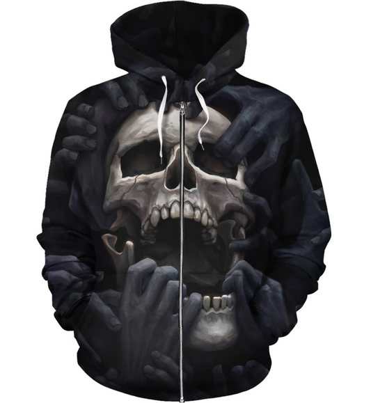 SKULL 3D ZIP AND NORMAL HOODIE - NIGHTMARES PL301-Apparel-PL8386-Hoodie-S-Vibe Cosy™