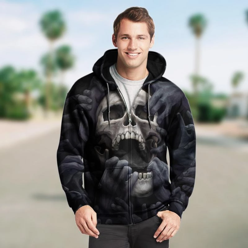 SKULL 3D ZIP AND NORMAL HOODIE - NIGHTMARES PL301-Apparel-PL8386-Hoodie-S-Vibe Cosy™