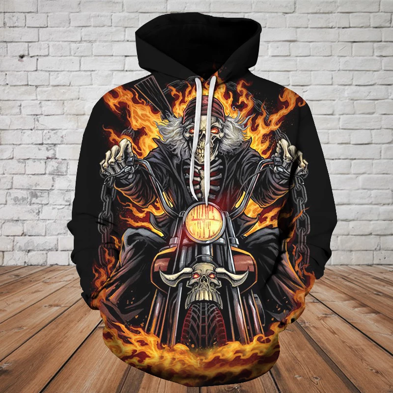 SKULL 3D HOODIE - RIDING SKELETON SKULL PL302-Apparel-PL8386-Hoodie-S-Vibe Cosy™