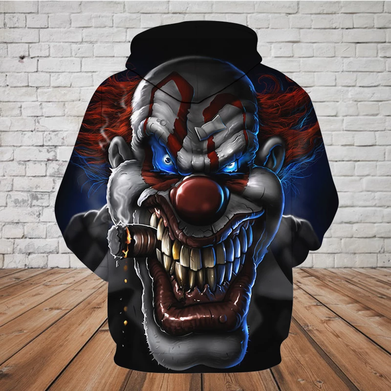 SKULL 3D HOODIE - EVIL CLOWN PL303-Apparel-PL8386-Hoodie-S-Vibe Cosy™