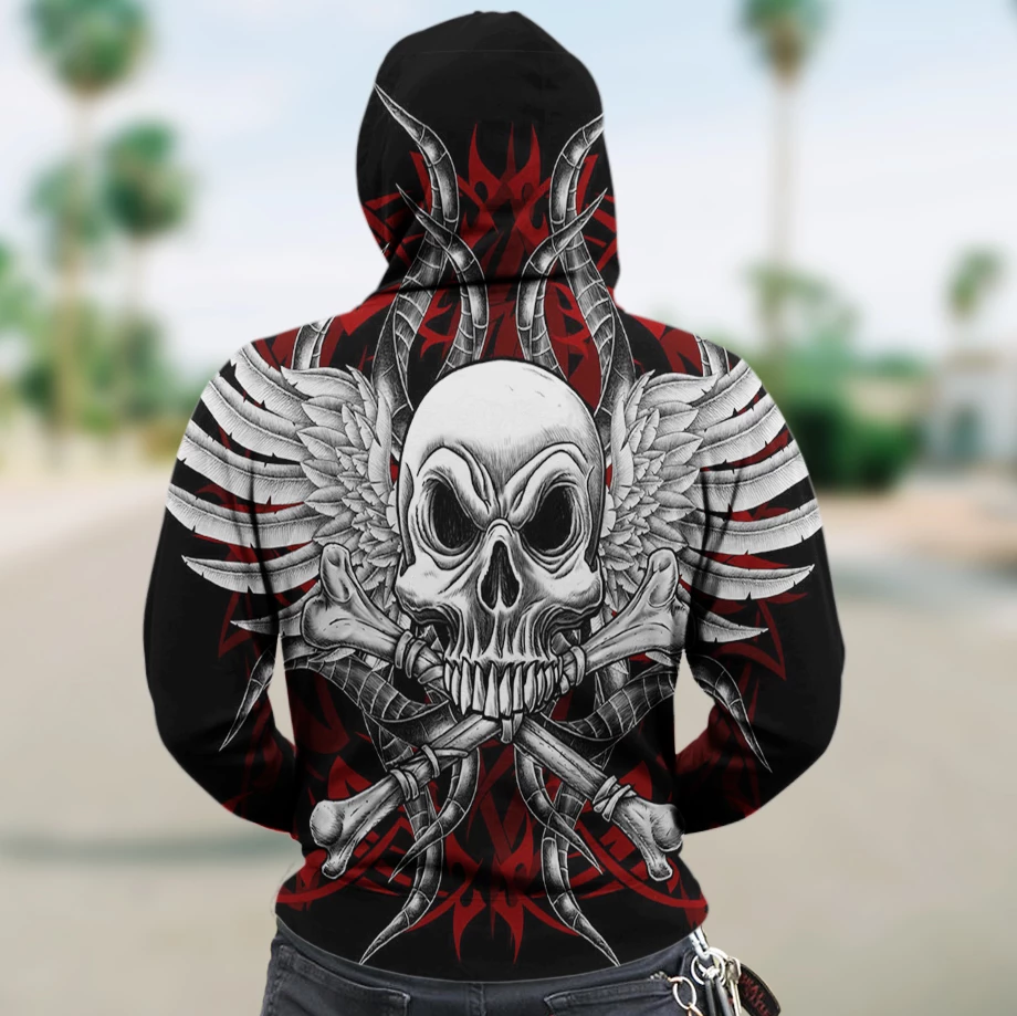 SKULL ZIP HOODIE PL306-Apparel-PL8386-Hoodie-S-Vibe Cosy™