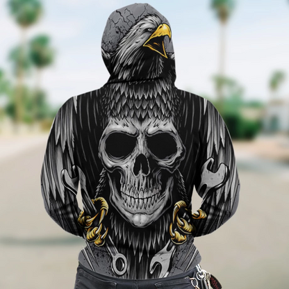 SKULL 3D ZIP HOODIE_EAGLE SKULL PL311-Apparel-PL8386-Hoodie-S-Vibe Cosy™
