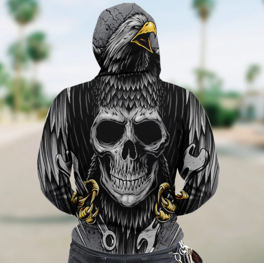 SKULL 3D ZIP HOODIE_EAGLE SKULL PL311-Apparel-PL8386-Hoodie-S-Vibe Cosy™