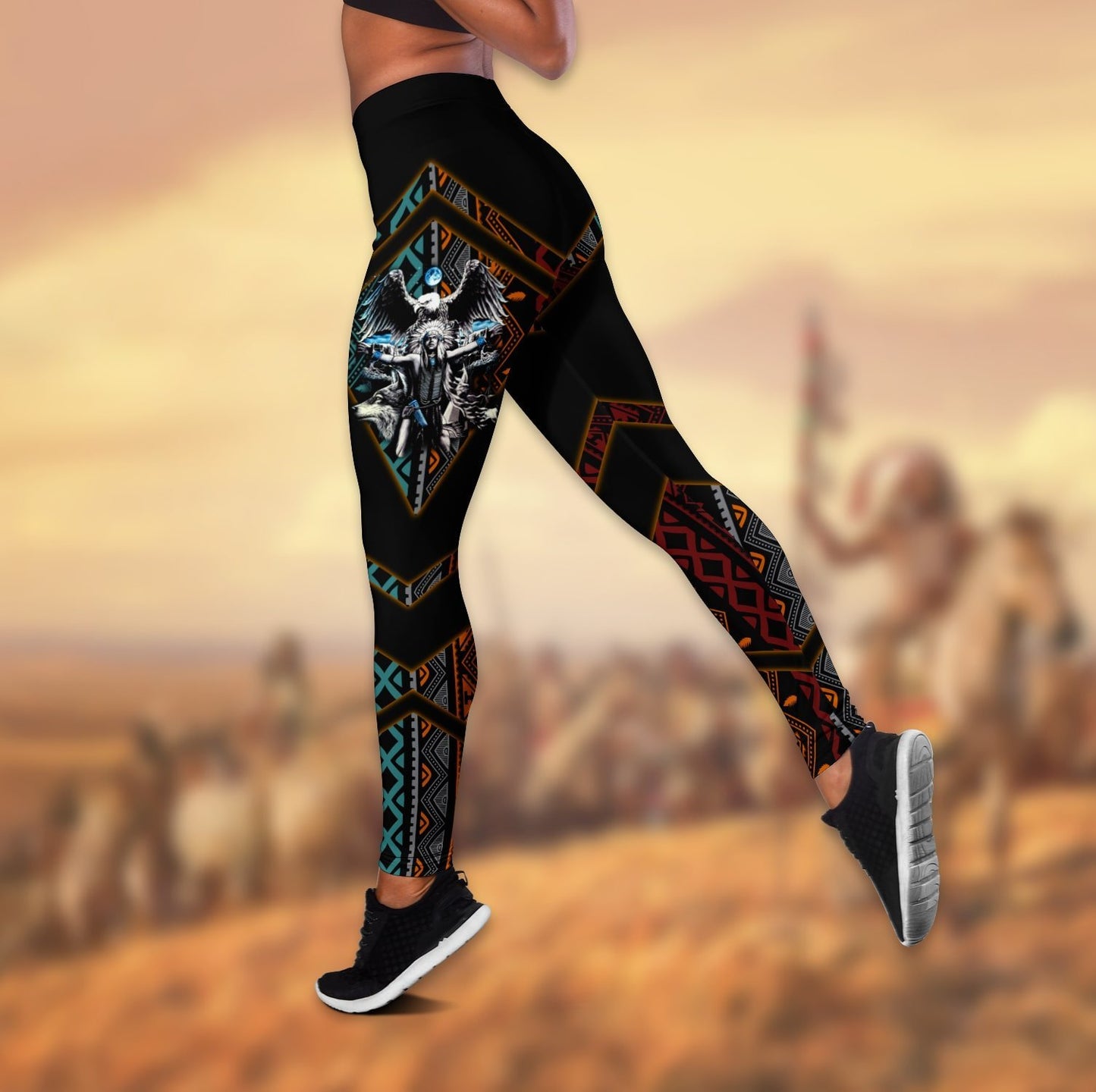 Native American 3D All Over Printed Legging + Hollow Tank