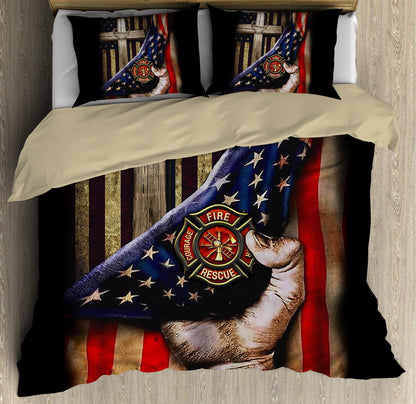 Jesus Christ Proud American Firefighter Bedding Set DQB08072002-TQH