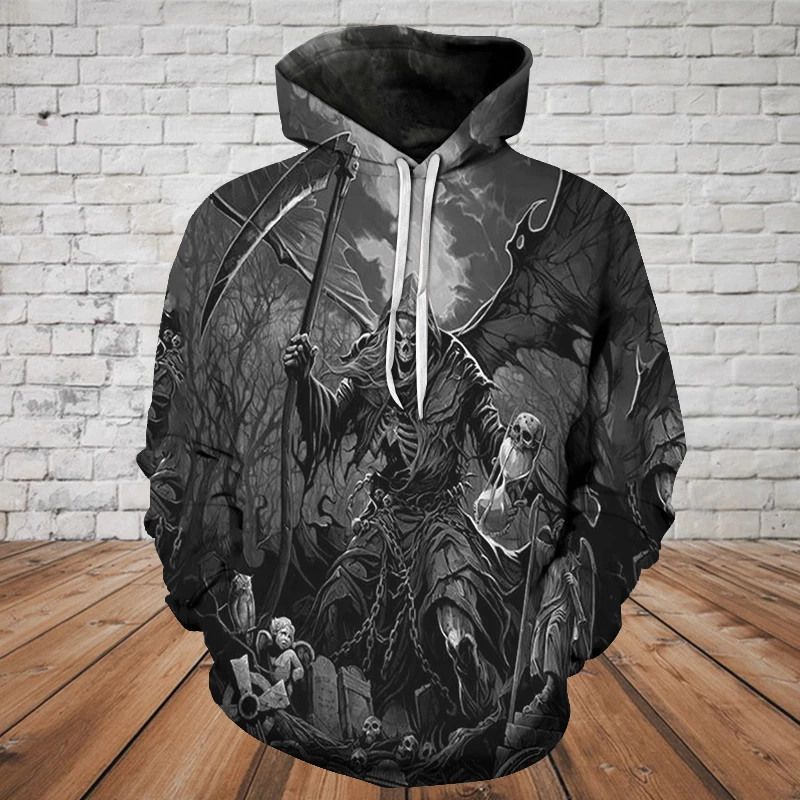SKULL 3D HOODIE - GRIM REAPER PL320-Apparel-PL8386-Hoodie-S-Vibe Cosy™