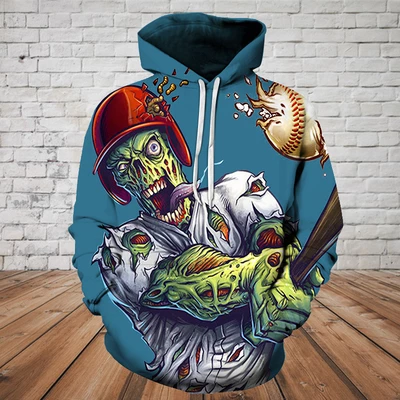 SKULL 3D HOODIE - BASEBALL SKULL PL321-Apparel-PL8386-Hoodie-S-Vibe Cosy™