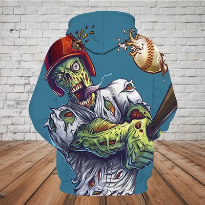 SKULL 3D HOODIE - BASEBALL SKULL PL321-Apparel-PL8386-Hoodie-S-Vibe Cosy™