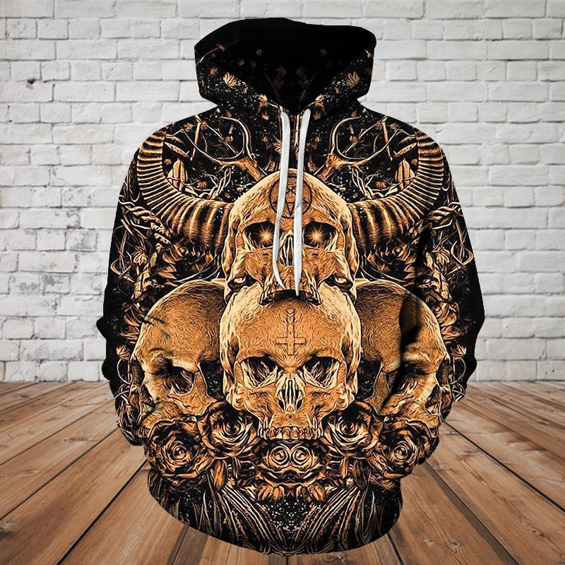 SKULL 3D HOODIE - VIKING SKULL PL322-Apparel-PL8386-Hoodie-S-Vibe Cosy™