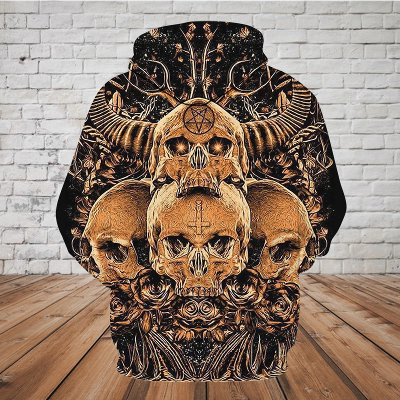 SKULL 3D HOODIE - VIKING SKULL PL322-Apparel-PL8386-Hoodie-S-Vibe Cosy™