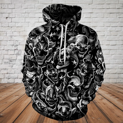 SKULL 3D HOODIE - EVIL CLOWN PL323-Apparel-PL8386-Hoodie-S-Vibe Cosy™