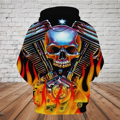 SKULL 3D HOODIE_MECHANICAL SKULL PL324-Apparel-PL8386-Hoodie-S-Vibe Cosy™