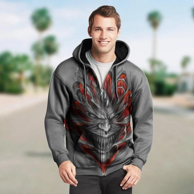 SKULL 3D ZIP HOODIE_EVIL SKULL PL325-Apparel-PL8386-Hoodie-S-Vibe Cosy™