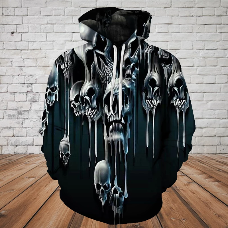 SKULL 3D HOODIE_MELTING SKULL  PL326 - Amaze Style™-Apparel