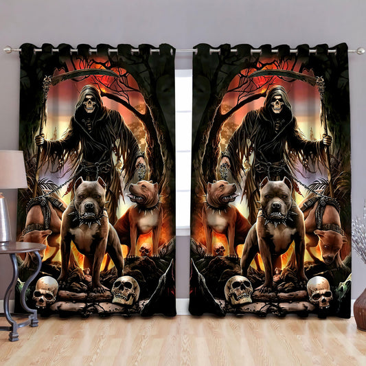 God Of The Death With Pitbull Curtains DQB07232013-TQH-Curtains-TQH-52'' x 63''-Vibe Cosy™