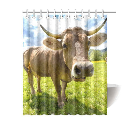 Cow Shower Curtain-e-joyer-One Size-Cow Grassland Green Shower Curtain 60"x72"-Vibe Cosy™