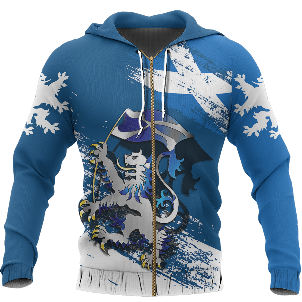 Scottish Rampant Lion Holding The Flag Hoodie-Apparel-HD09-Zip Hoodie-S-Vibe Cosy™