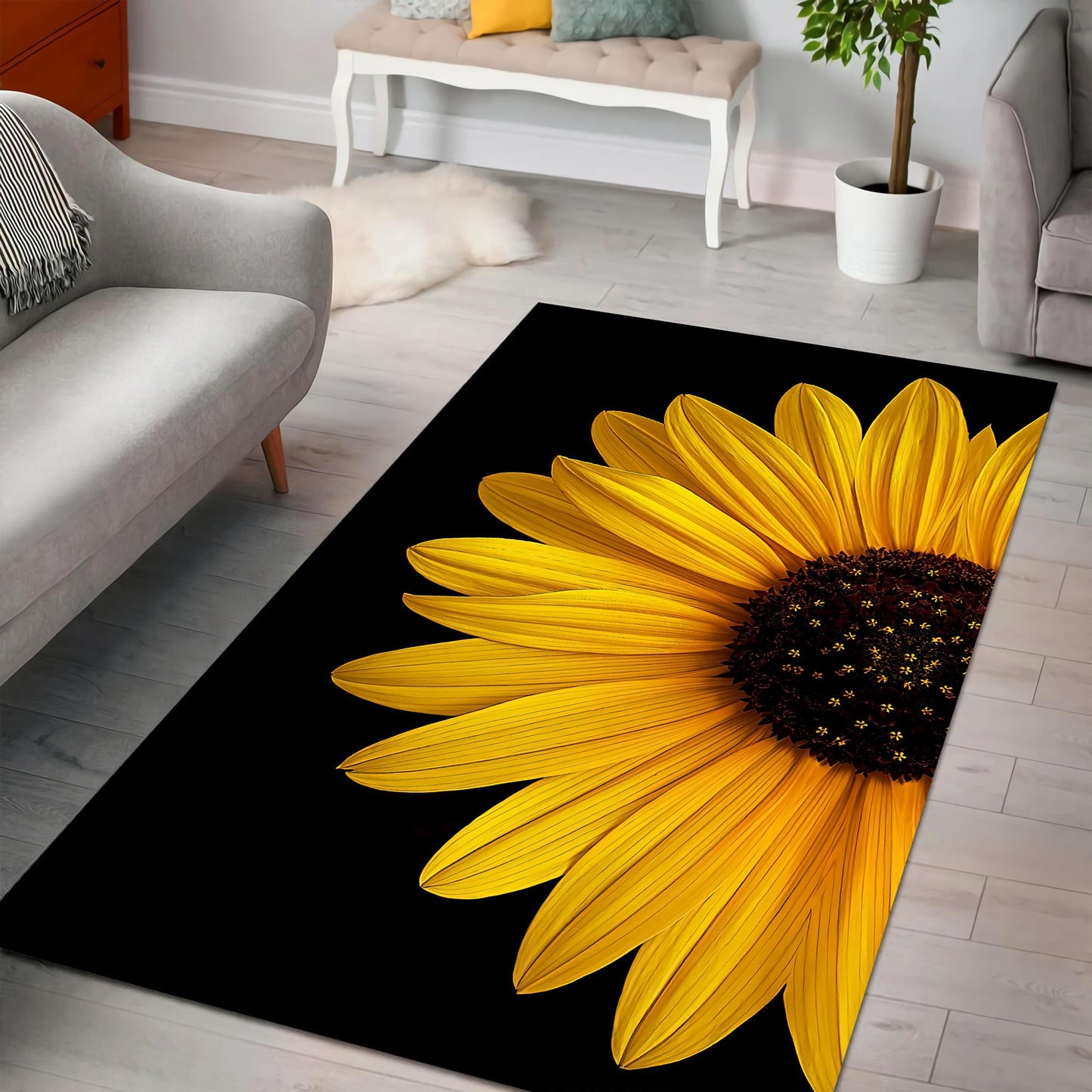 Sunflower In The Night Rug DQB07272002S-TQH-Rug-TQH-S (3'x5')-Vibe Cosy™