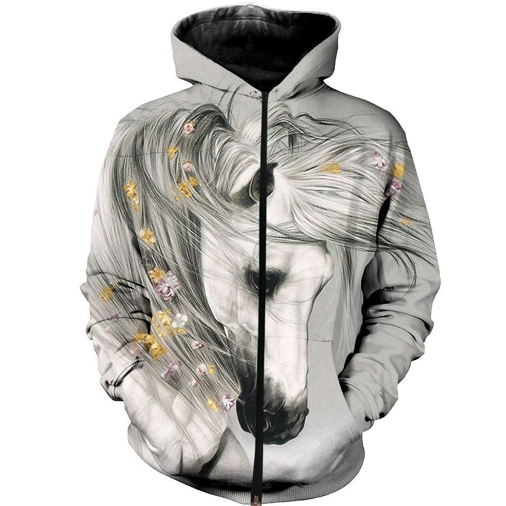 3D All Over Printed Horse Art Shirts and Shorts-Apparel-HP Arts-ZIPPED HOODIE-S-Vibe Cosy™