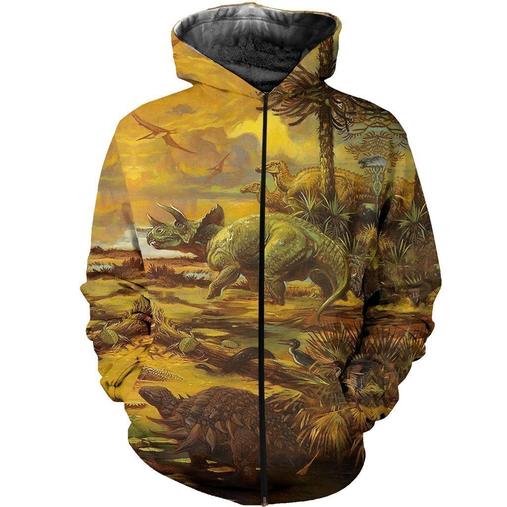 3D All Over Printed Love Dinosaurs Shirts and Shorts-3D All Over Printed Clothes-HP Arts-Zipped Hoodie-XS-Vibe Cosy™