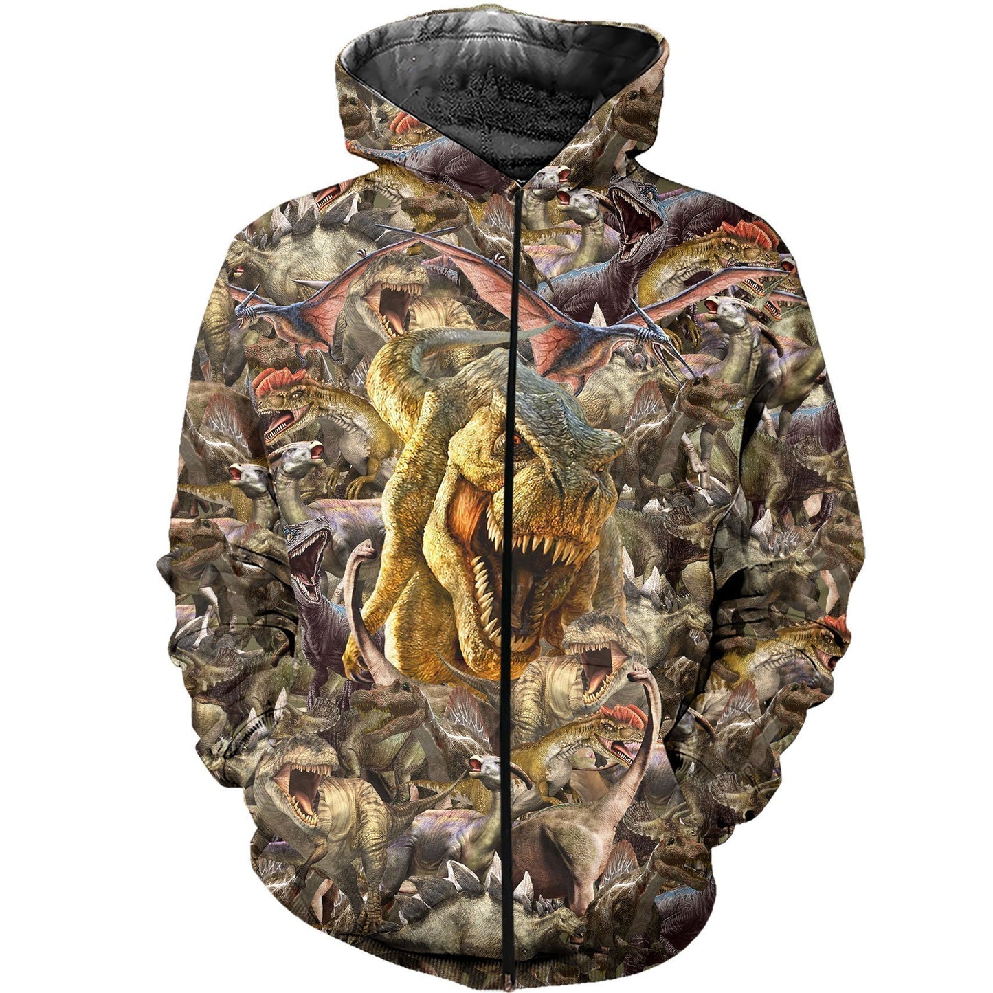 3D All Over Printed Dinosaurs Collection Shirts and Shorts-3D All Over Printed Clothes-HP Arts-Zipped Hoodie-XS-Vibe Cosy™