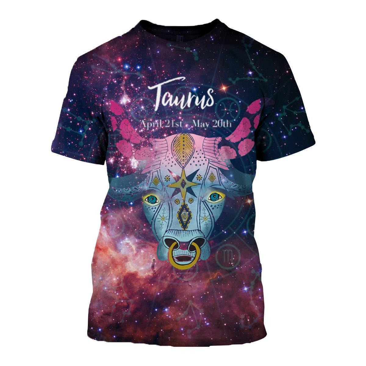 3D ALL OVER PRINTED TAURUS ZODIAC T SHIRT HOODIE NTH150846-Apparel-NTH-T-Shirt-S-Vibe Cosy™