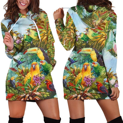 3D Printed Parrots Tops Hoodie Dress-Apparel-PHL-Hoodie Dress-S-Vibe Cosy™