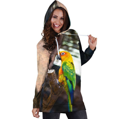 All Over Printed Parrots Hoodie Dress H2439B-Apparel-HbArts-Hoodie Dress-S-Vibe Cosy™