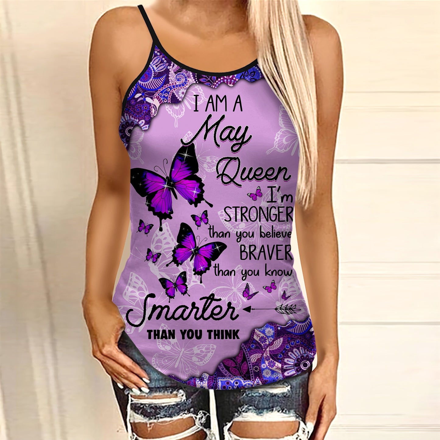 May girl Butterflies Combo Legging Camisole Tank