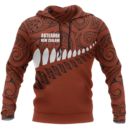 New Zealand Aotearoa Pullover Hoodie Red HC-Apparel-Huyencass-Hoodie-S-Vibe Cosy™
