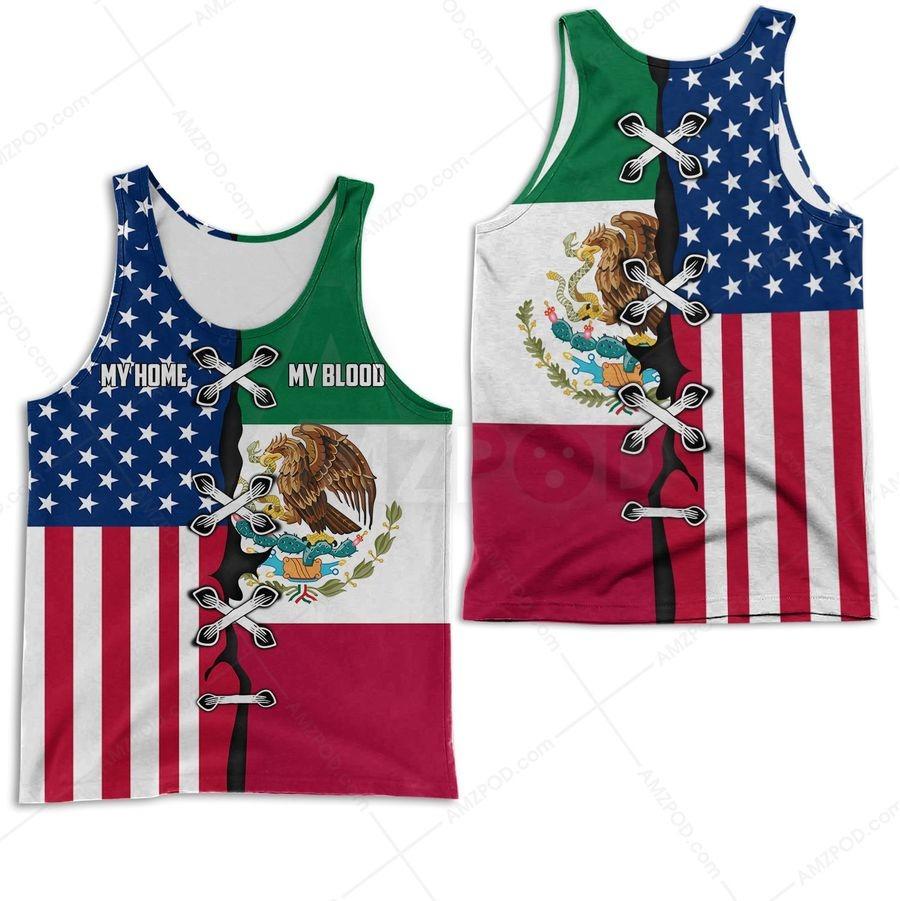 Mexico-US My Home My Blood 3D All Over Printed Shirts For Men and Women TA062201-Apparel-TA-Tank Top-S-Vibe Cosy™