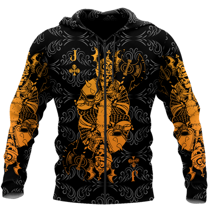 3D Jack Club Skull Poker Over Printed Hoodie