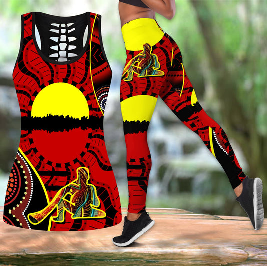 Australia Aboriginal Dots With Didgeridoo Legging + Hollow Tank Combo