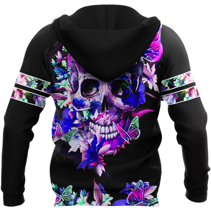 Butterfly Love Skull 3D all over printed for man and women QB05252002-Apparel-PL8386-Hoodie-S-Vibe Cosy™
