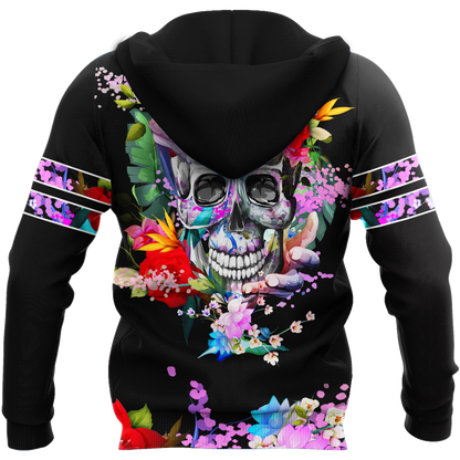 Rose Love Skull 3D all over printed for man and women QB05252003-Apparel-PL8386-Hoodie-S-Vibe Cosy™