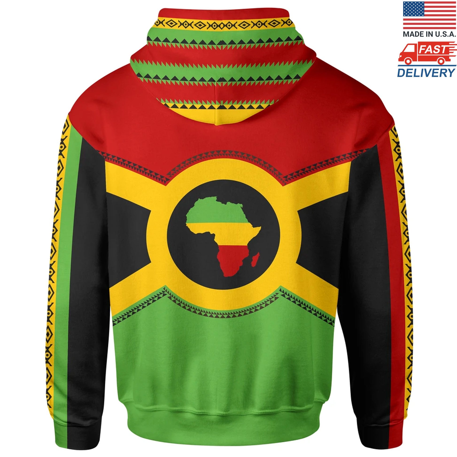 African Zip-Up Hoodie - African Reggae Map Hoodie - Made in USA BN39-ALL OVER PRINT ZIP HOODIES (A)-HP Arts-Women-XS-Black-Vibe Cosy™