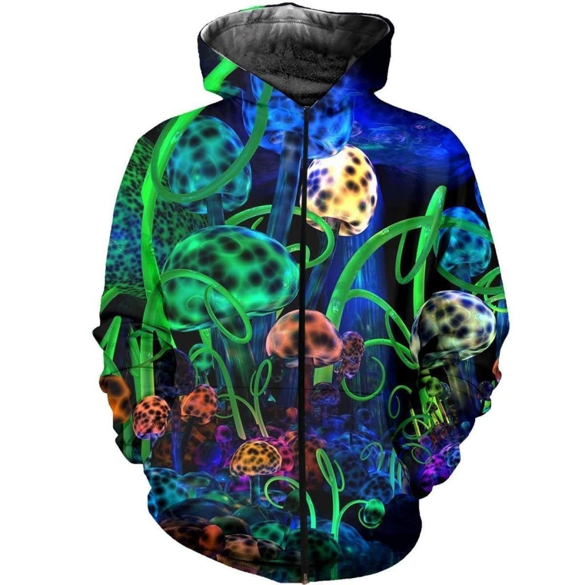 3D ALL OVER PRINTED MUSHROOM TRIPPY SHIRTS-Apparel-NTH-Zipped Hoodie-S-Vibe Cosy™