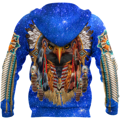 Eagle Native American Blue Galaxy 3D All Over Printed Shirts DA140920202-LAM