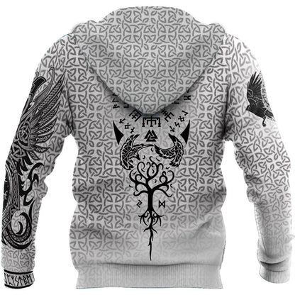 Viking Vegvisir Circle Hoodie-Apparel-HP Arts-Zipped Hoodie-S-Vibe Cosy™