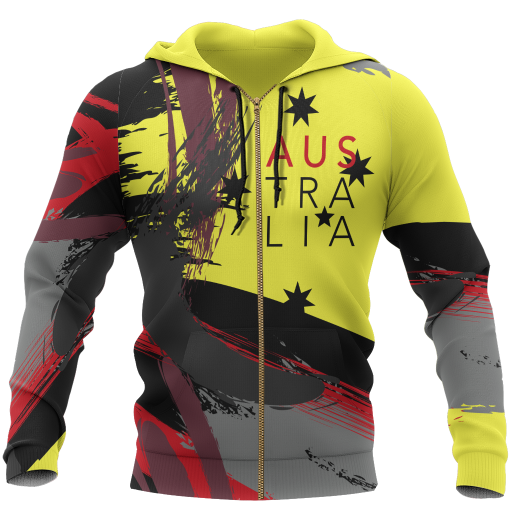 Australia Brush Athletic Style Aboriginal Colors Pullover Hoodie PL-Apparel-PL8386-Zip-Hoodie-S-Vibe Cosy™