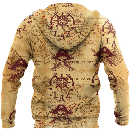 Caribbean Map Over Printed Hoodie