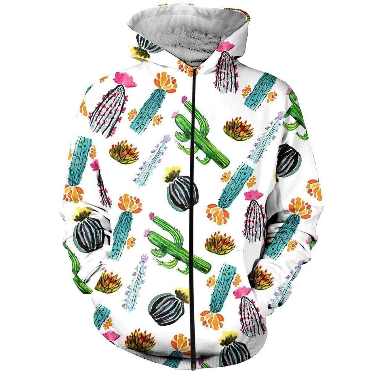 3D All Over Printed Cute Cactus flower Shirts-Apparel-NTH-Zip-S-Vibe Cosy™